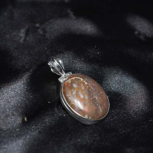 925 Sterling Silver Orbicular Jasper Oval Pendant