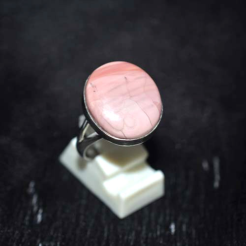925 Sterling Silver Pink Jasper Oval Ring