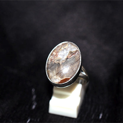 925 Sterling Silver Oval Brecciated Jasper Ring