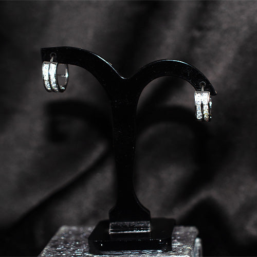 925 Sterling Silver Pave Set Huggie Hoop Earrings