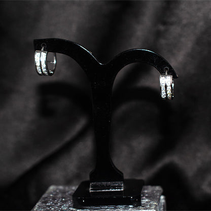 925 Sterling Silver Pave Set Huggie Hoop Earrings