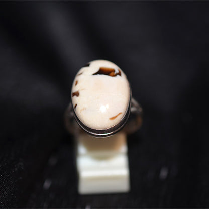 925 Sterling Silver Oval Dendritic Opal Ring