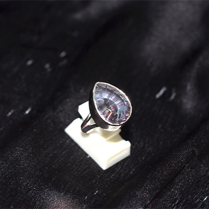 925 Sterling Silver Turkish Mystic Topaz Pear Shape Ring