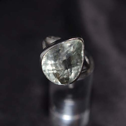 925 Sterling Silver Green Amethyst Pear Ring