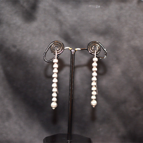 925 Sterling Silver Beaded Linear Drop Earrings