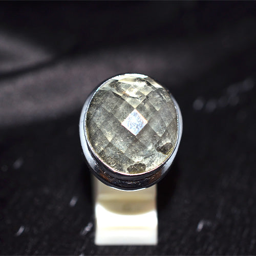 925 Sterling Silver Round Faceted Lemon Quartz Turkish Ring