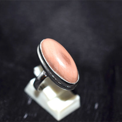 925 Sterling Silver Elongated Oval Rhodochrosite Ring