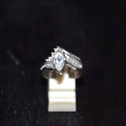 925 Sterling Silver Marquise Cut Cubic Zirconia Channel Set Ring