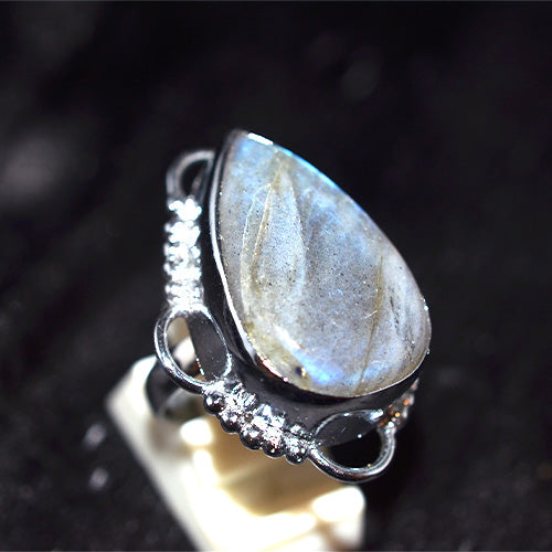 925 Sterling Silver Pear Labradorite Turkish Ring