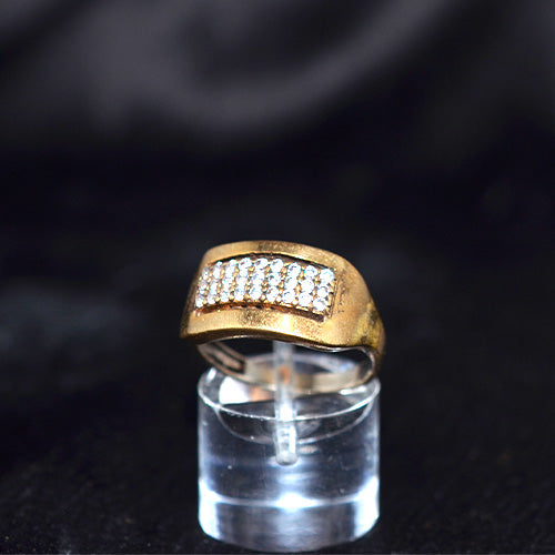 6 Carat Gold Plated Pavé Rectangle Band Ring