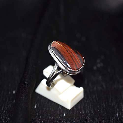 925 Sterling Silver Oval Tiger Eye Statement Ring