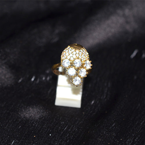 6 Carat Gold Plated Turkish Cubic Zirconia Cluster Ring