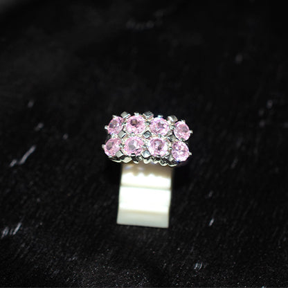 925 Sterling Silver Pink Stone Cluster Ring