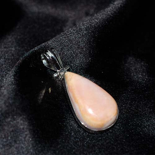 925 Sterling Silver Pink Opal Teardrop Pendant