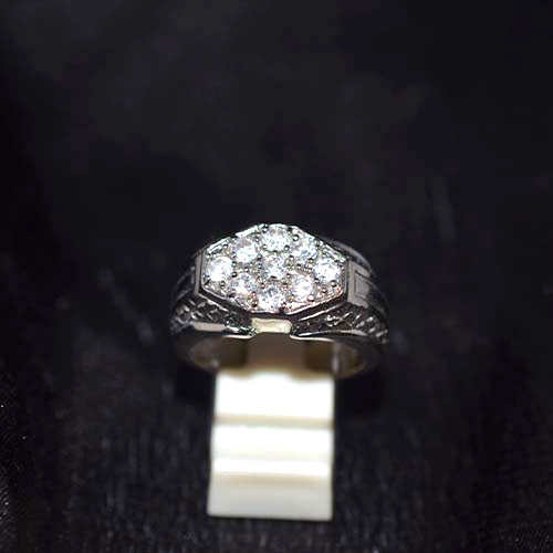 925 Sterling Silver Cubic Zirconia Hexagonal Cluster Ring