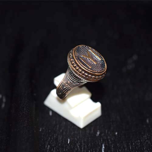 925 Sterling Silver Two-Tone Kayi Tribe IYI Signet Ring with Beaded Setting