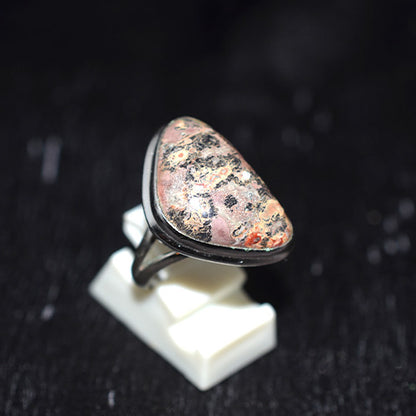 925 Sterling Silver Speckled Jasper Shield Cut Ring