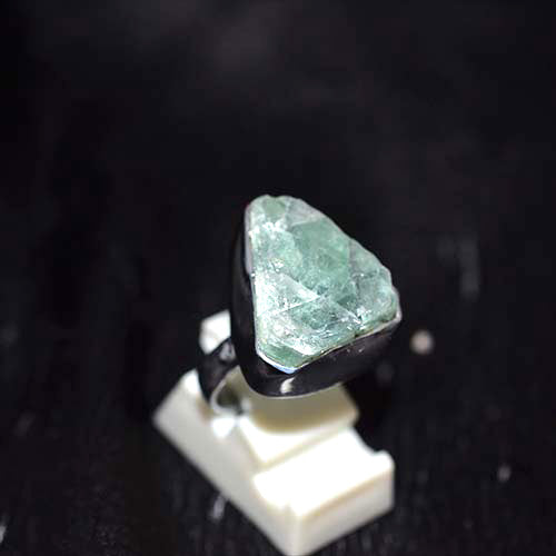 925 Sterling Silver Raw Green Fluorite Ring