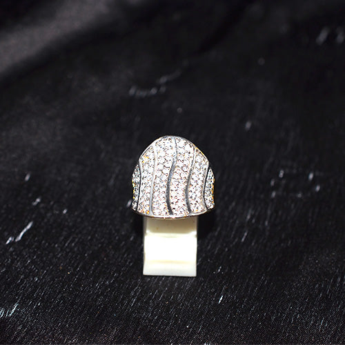 6 Carat Gold Plated Pavé Wave Pattern Domed Ring
