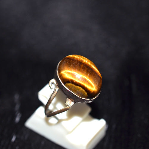 925 Sterling Silver Oval Tiger's Eye Ring
