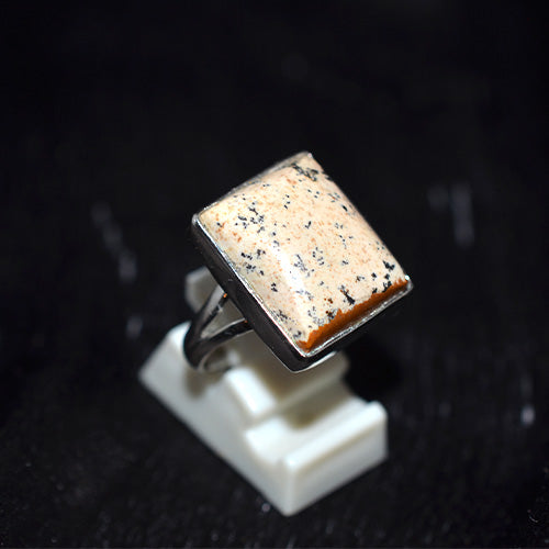 925 Sterling Silver Square Dotted Jasper Ring