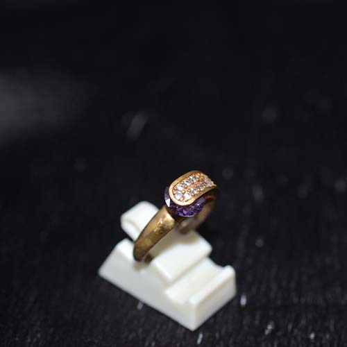 6 Carat Gold Plated Purple Pavé Accent Band Ring
