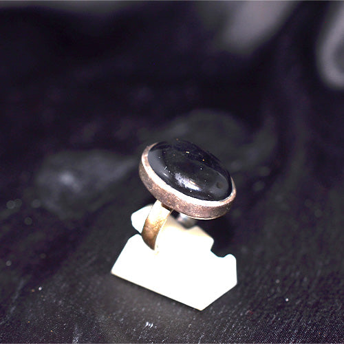 925 Sterling Silver Oval Black Onyx Cabochon Ring