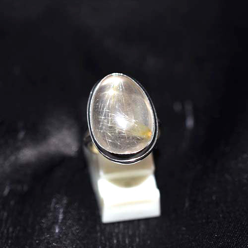 925 Sterling Silver Rutilated Quartz Oval Ring