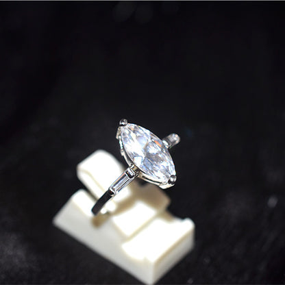 925 Sterling Silver White CZ Marquise Solitaire Ring