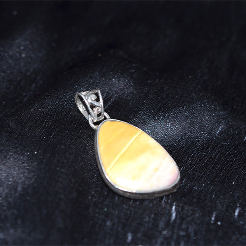 925 Sterling Silver Yellow Shell Teardrop Pendant