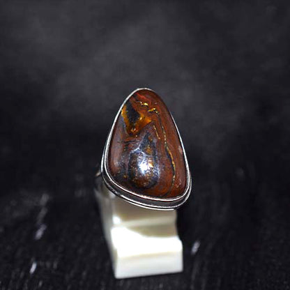 925 Sterling Silver Red Tiger Eye Freeform Ring