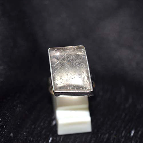 925 Sterling Silver Rutilated Quartz Wide Rectangle Ring