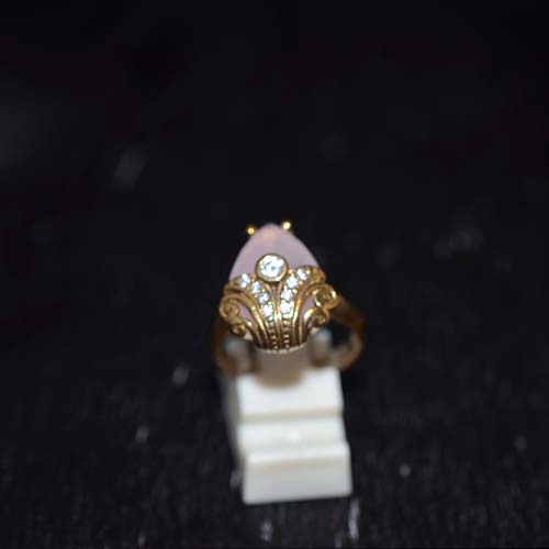 6 Carat Gold Plated Pink Teardrop Baroque Ring