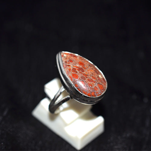 925 Sterling Silver Dinosaur Bone Teardrop Ring