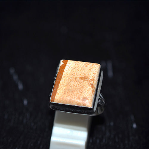 925 Sterling Silver Square Banded Jasper Ring