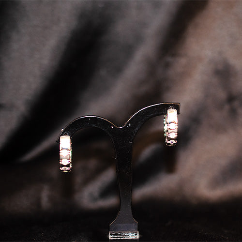 925 Sterling Silver Segmented Pattern Huggie Hoop Earrings