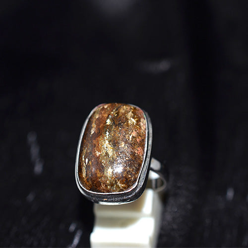 925 Sterling Silver Bronzite Cushion Rectangle Ring