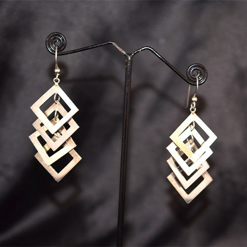 925 Sterling Silver Cascading Diamond Shape Drop Earrings