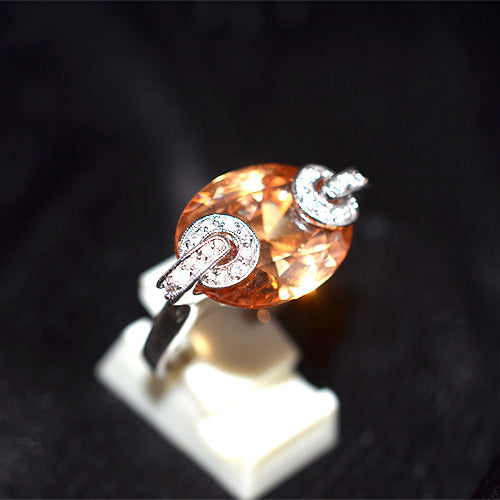 925 Sterling Silver Turkish Citrine Double Horseshoe Motif Ring