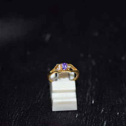 6 Carat Gold Plated Amethyst Duo Stone Ring