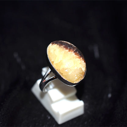 925 Sterling Silver Oval Bicolor Agate Ring