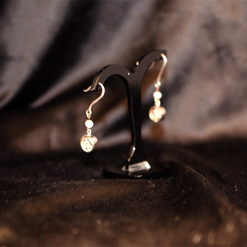 925 Sterling Silver Bezel Set Double Crystal Drop Earrings