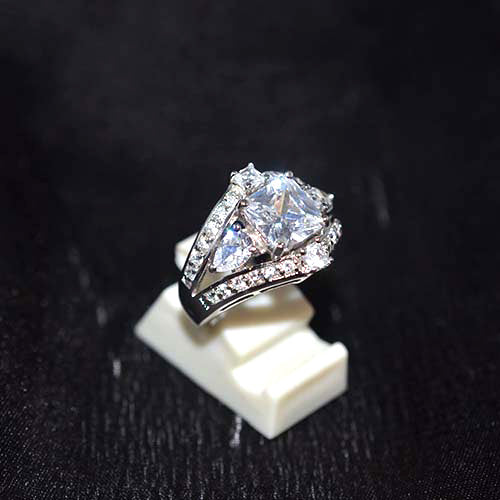 925 Sterling Silver Princess Cut Cubic Zirconia Bridal Set Ring