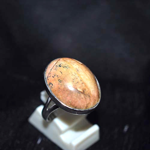 925 Sterling Silver Yellow Jasper Oval Ring