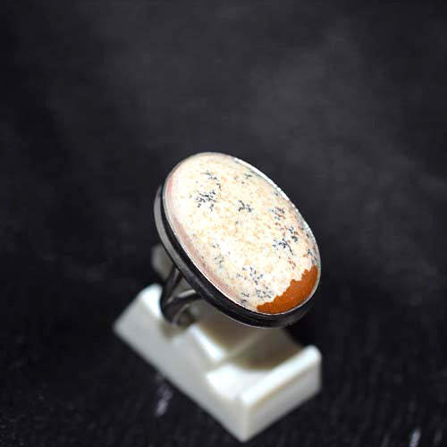 925 Sterling Silver Dendritic Jasper Oval Ring