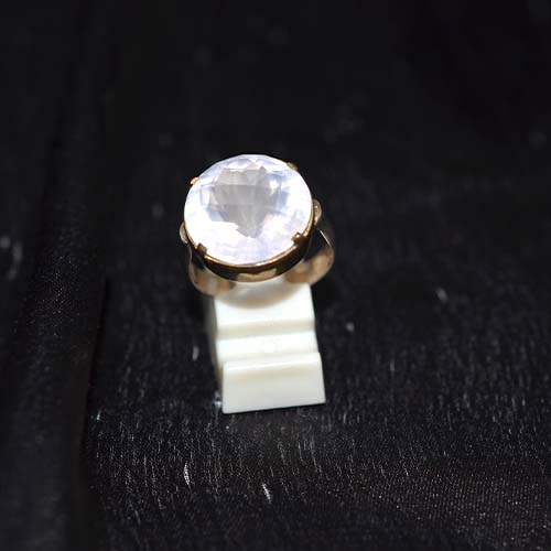 925 Sterling Silver Faceted Moonstone Prong Set Ring