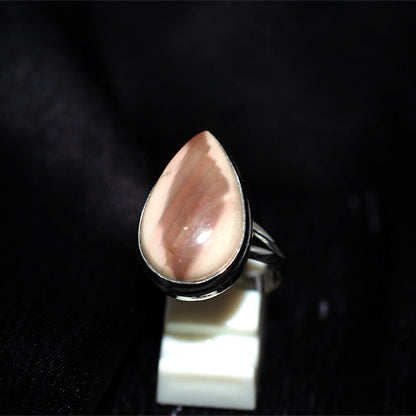 925 Sterling Silver Banded Jasper Teardrop Ring