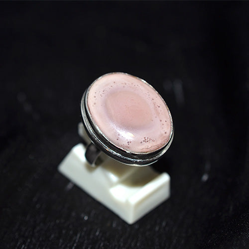 925 Sterling Silver Oval Pink Jasper Ring
