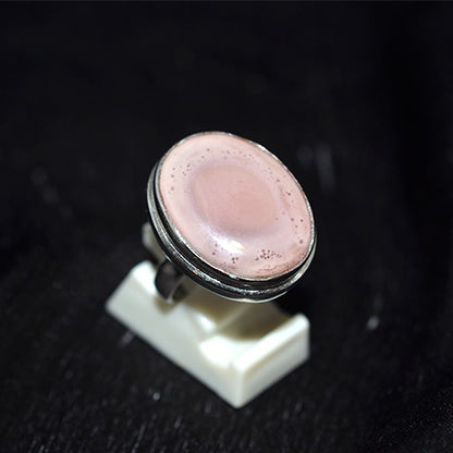 925 Sterling Silver Oval Pink Jasper Ring
