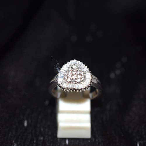 925 Sterling Silver Cubic Zirconia Teardrop Halo Ring